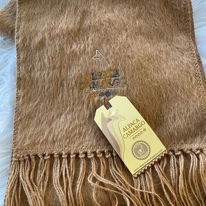 Alpaca Camargo Brown Alpaca Blend Fringe Scarf NWT Made in Peru